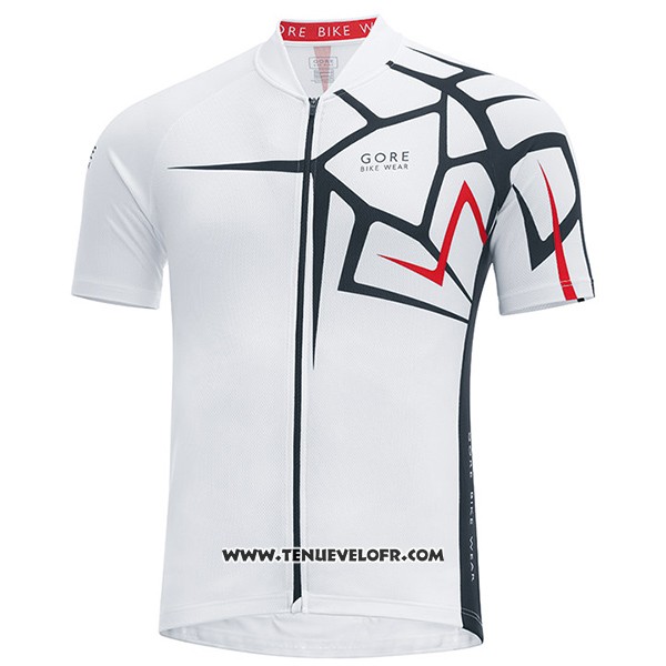 2017 Maillot Ciclismo Gore Bike Wear Power Adrenaline Blanc Manches Courtes et Cuissard